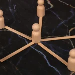 wooden hub-and-spoke figure with linked spokes