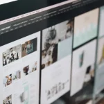monitor showing multiple webpage layouts