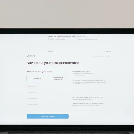 Laptop displaying a simple webpage form